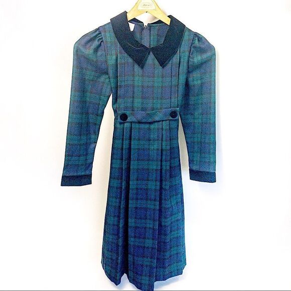 Vintage Bonnie Jean New York Green Plaid Formal Party Dress Sz 10 (Girls) - Picture 2 of 8
